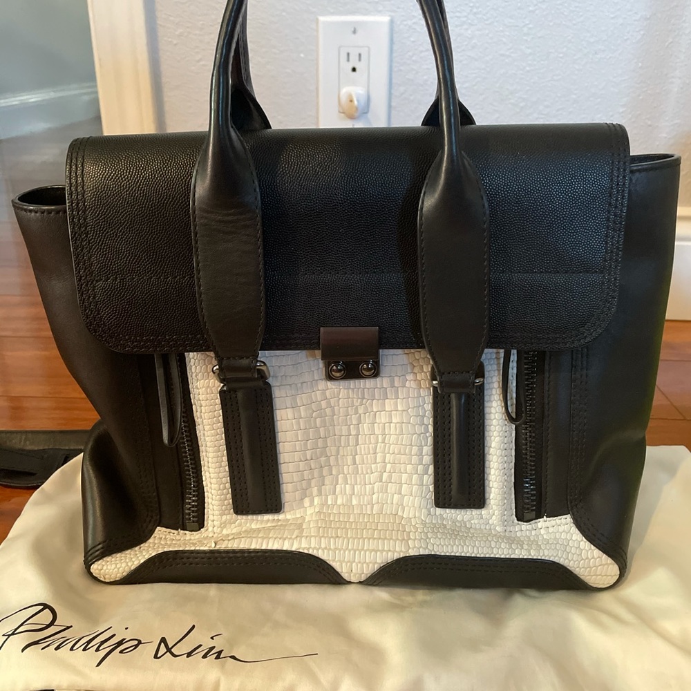 3.1 Phillip Lim Medium Pashli Satchel - Black and White